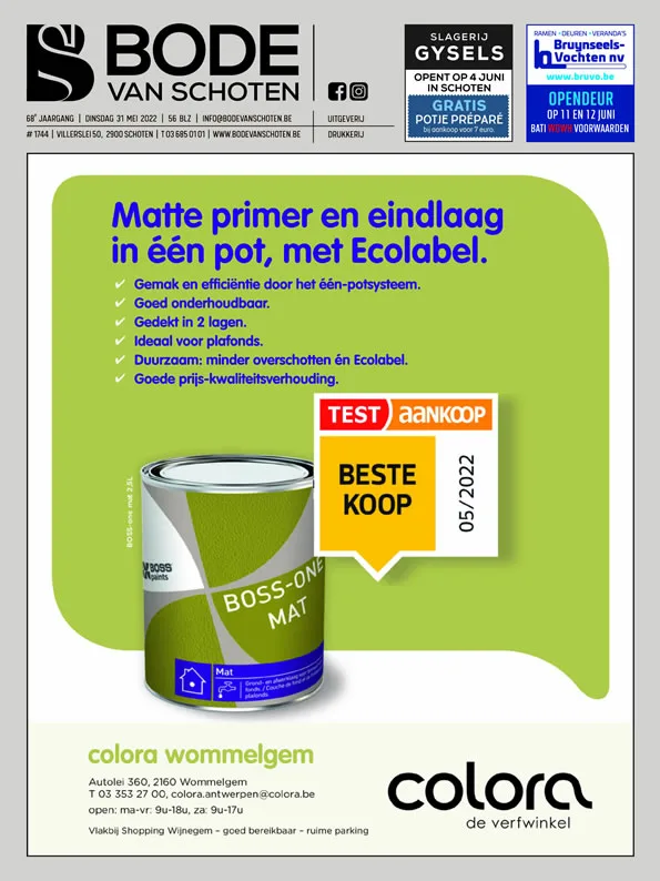 Voorpagina Bode van Schoten editie 1744 van 31 mei 2022