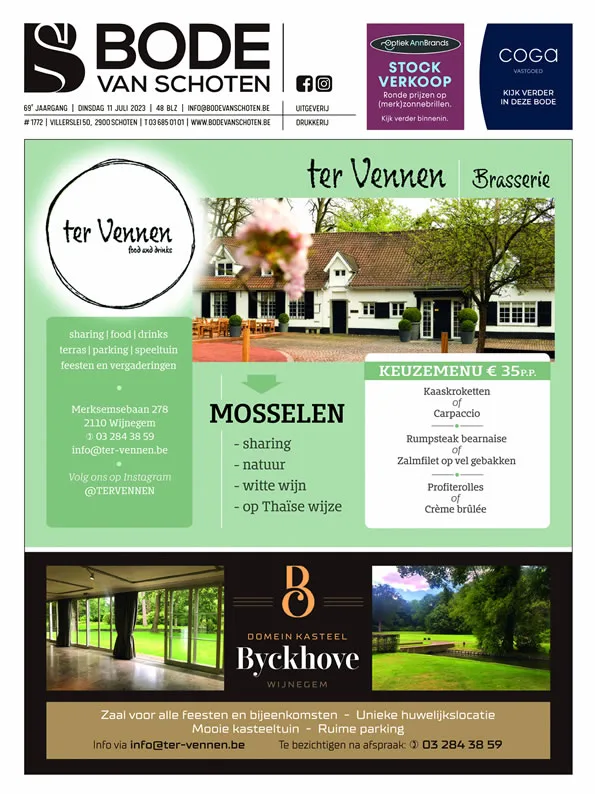 Voorpagina Bode van Schoten editie 1772 van 11 juli 2023