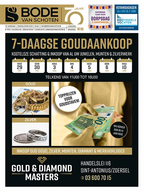 Voorpagina Bode van Schoten editie 1794 van 28 mei 2024