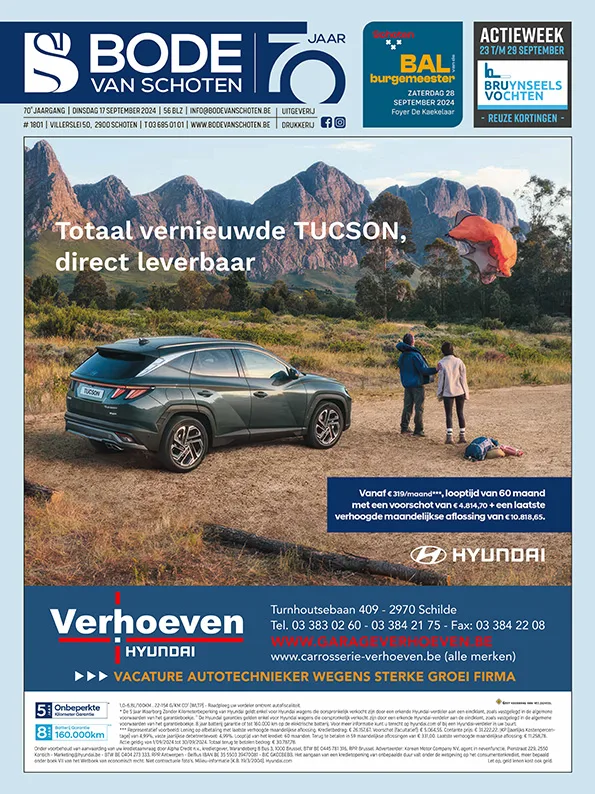 Voorpagina Bode van Schoten editie 1801 van 17 september 2024