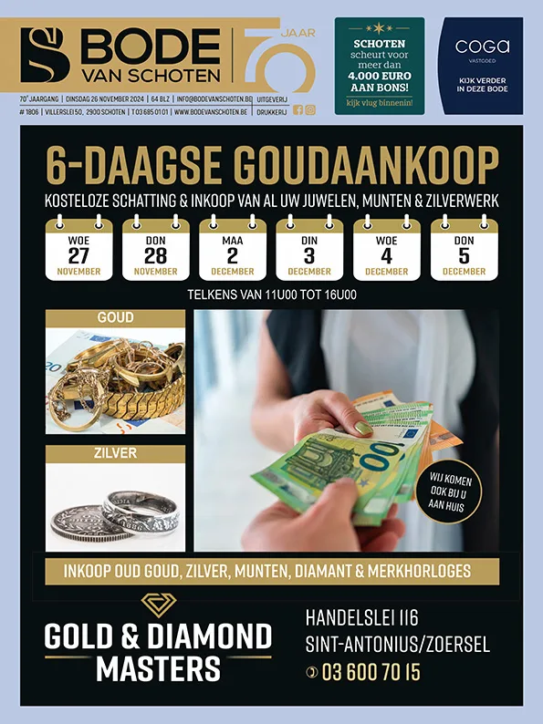 Voorpagina Bode van Schoten editie 1806 van 26 november 2024