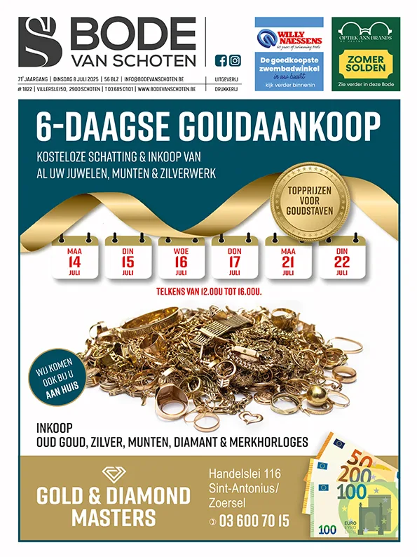 Voorpagina Bode van Schoten editie 1822 van 8 juli 2025