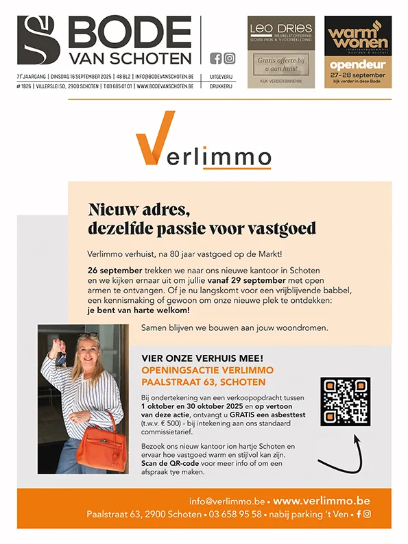 Voorpagina Bode van Schoten editie 1826 van 16 september 2025