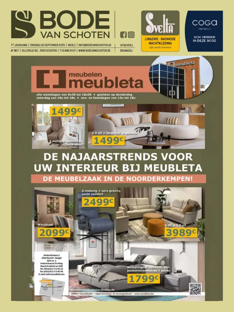 Voorpagina Bode van Schoten editie 1827 van 30 september 2025