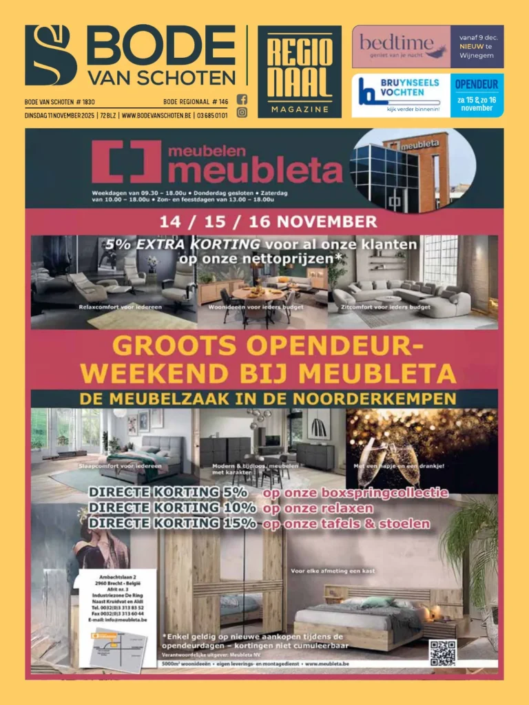 Voorpagina Bode van Schoten editie 1830 van 11 november 2025