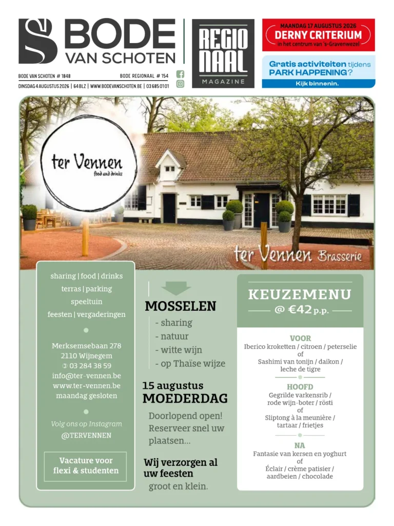 Voorpagina Bode van Schoten editie 1848 van 4 augustus 2026