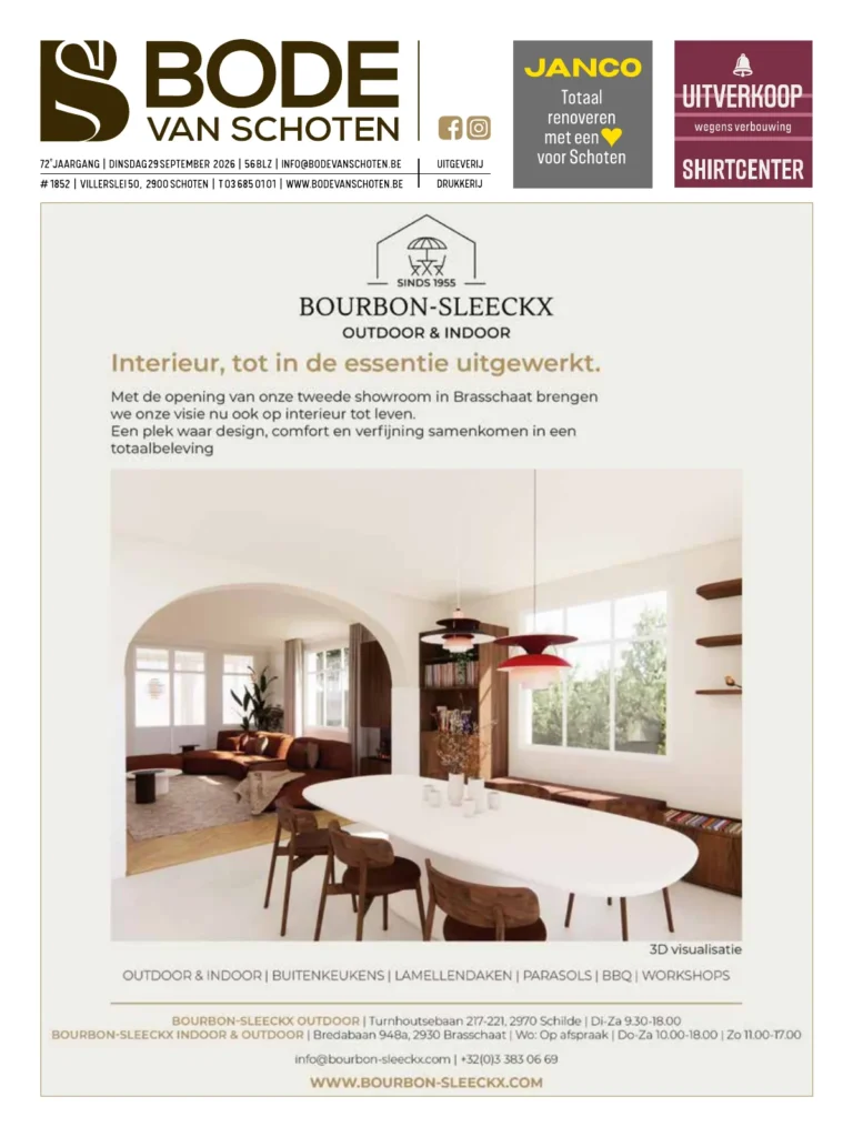 Voorpagina Bode van Schoten editie 1852 van 29 september 2026